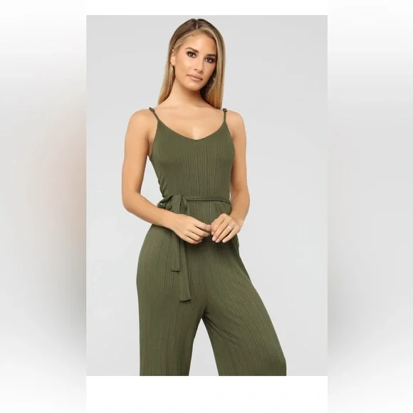 Fashion Nova Amsterdam Ribbed Jumpsuit - Olive - Picture 2 of 5